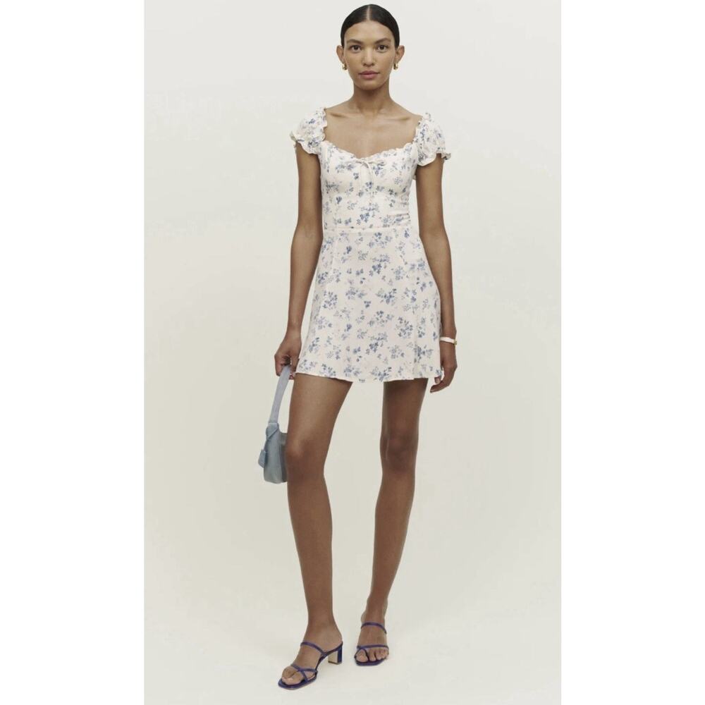 Reformation Pacey Dress 4 Lula Blue Floral Mini Boho Cottage Graduation